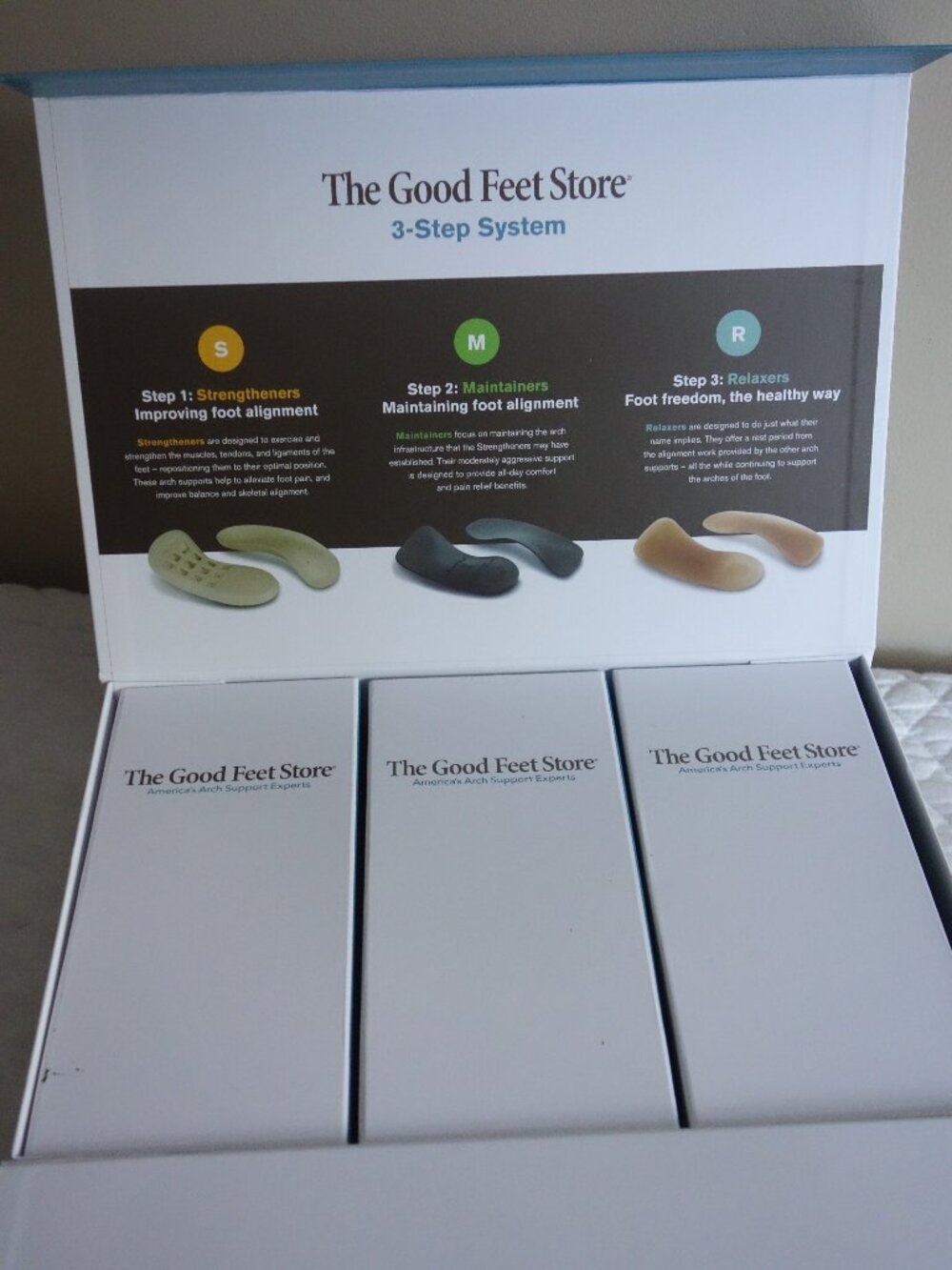 Box of 3 sole inserts arch supports – THE GOOD FEET STORE – 3 Step System